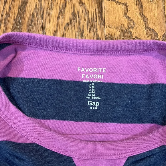 Gap, Women's, 3/4 Sleeve Navy/Purple Striped T-shirt, Size M - Picture 3 of 3